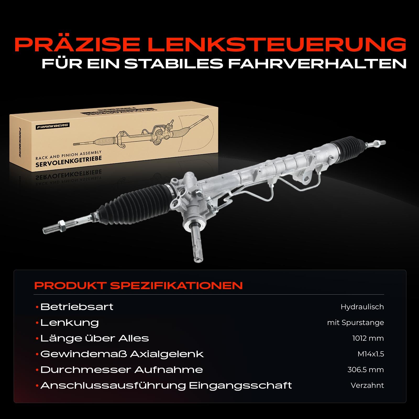 Frankberg Lenkgetriebe Servolenkgetriebe Hydraulisch für Linkslenker Kompatibel mit Dokker Express 1.2L-1.6L 2012-2022 Lodgy JS 1.2L-1.6L 2012-2022 Dokker Logan II Sandero II Replace# 490014306R