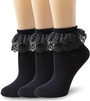Womens Ruffle Socks Cute Frilly Princess Girl Lace Ankle Socks
