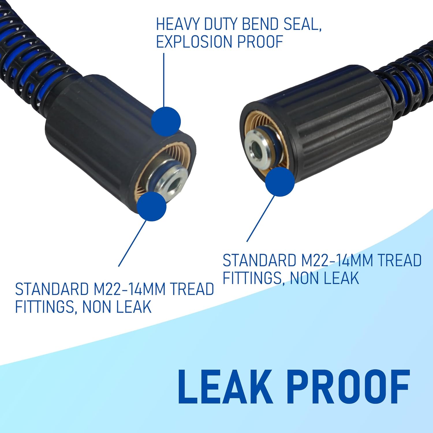Hourleey Pressure Washer Hose 30 FT, 3600 PSI Flexible Kink Resistant Power Washer Hose Replacement, 1/4" Quick Connect Pressure Hose Extension, Blue thumbnail