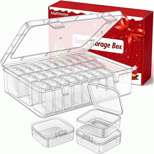 Mathtoxyz Bead Organizer Box, 31Pcs Small Beads Organizers and Storage Plastic Cases Mini Clear Dimond Storage Containers Boxes with Hinged Lid and Rectangle for Bracelet Making DIY Jewelry Craft Nail