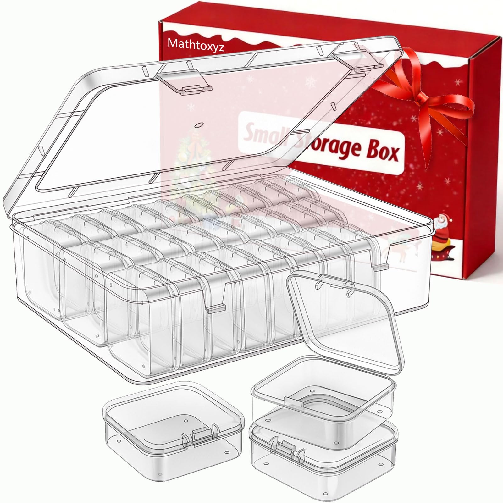 Photo 1 of Mathtoxyz Bead Organizer Box, 30Pcs Small Beads Organizers and Storage Plastic Cases Mini Clear Dimond Storage Containers Boxes with Hinged Lid and Rectangle for Bracelet Making DIY Jewelry Craft Nail