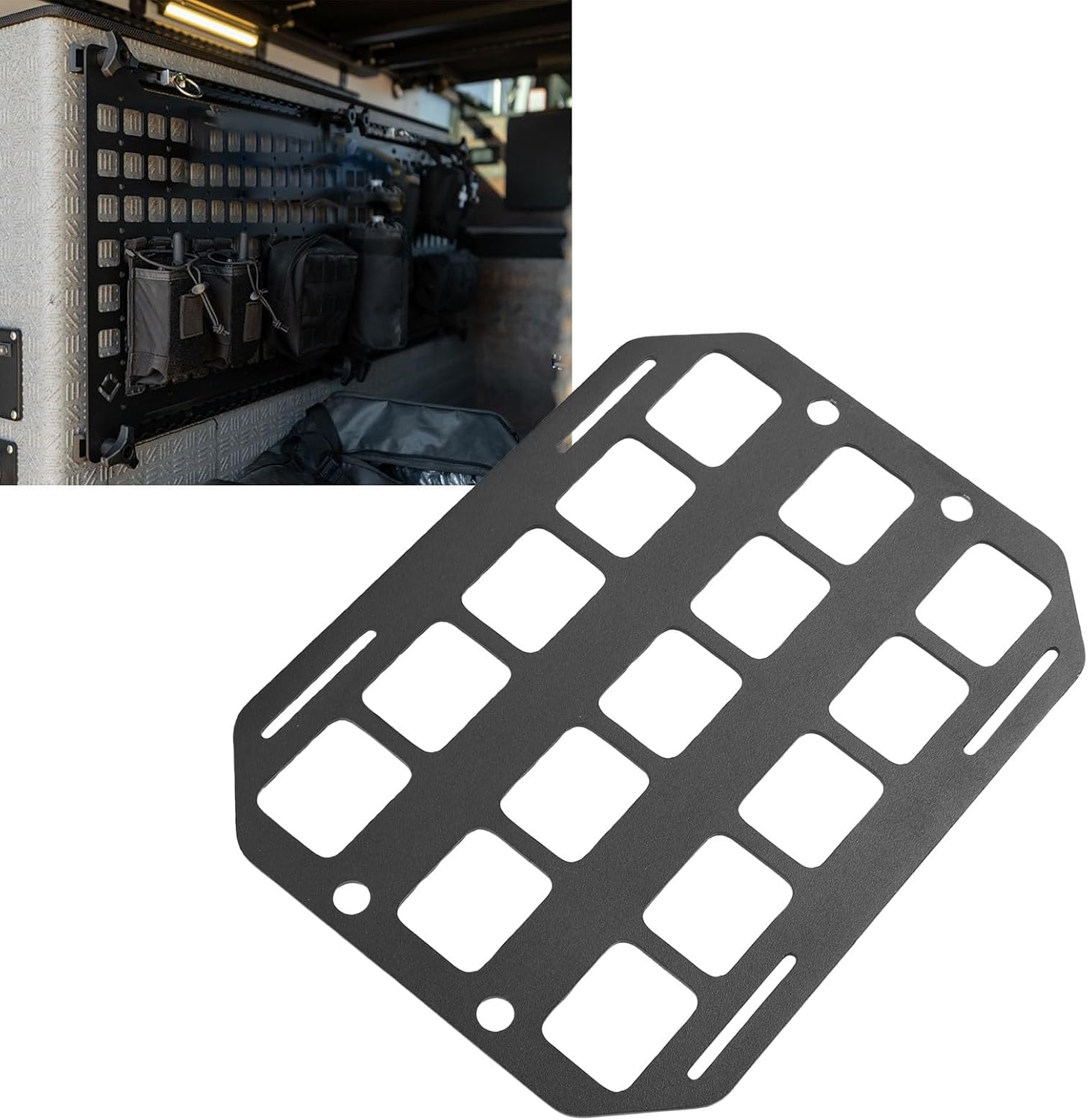 High Hardness Aluminum Truck Bed Molle Panel - L Rail Mount Multifunctional Side Bed Storage Panel