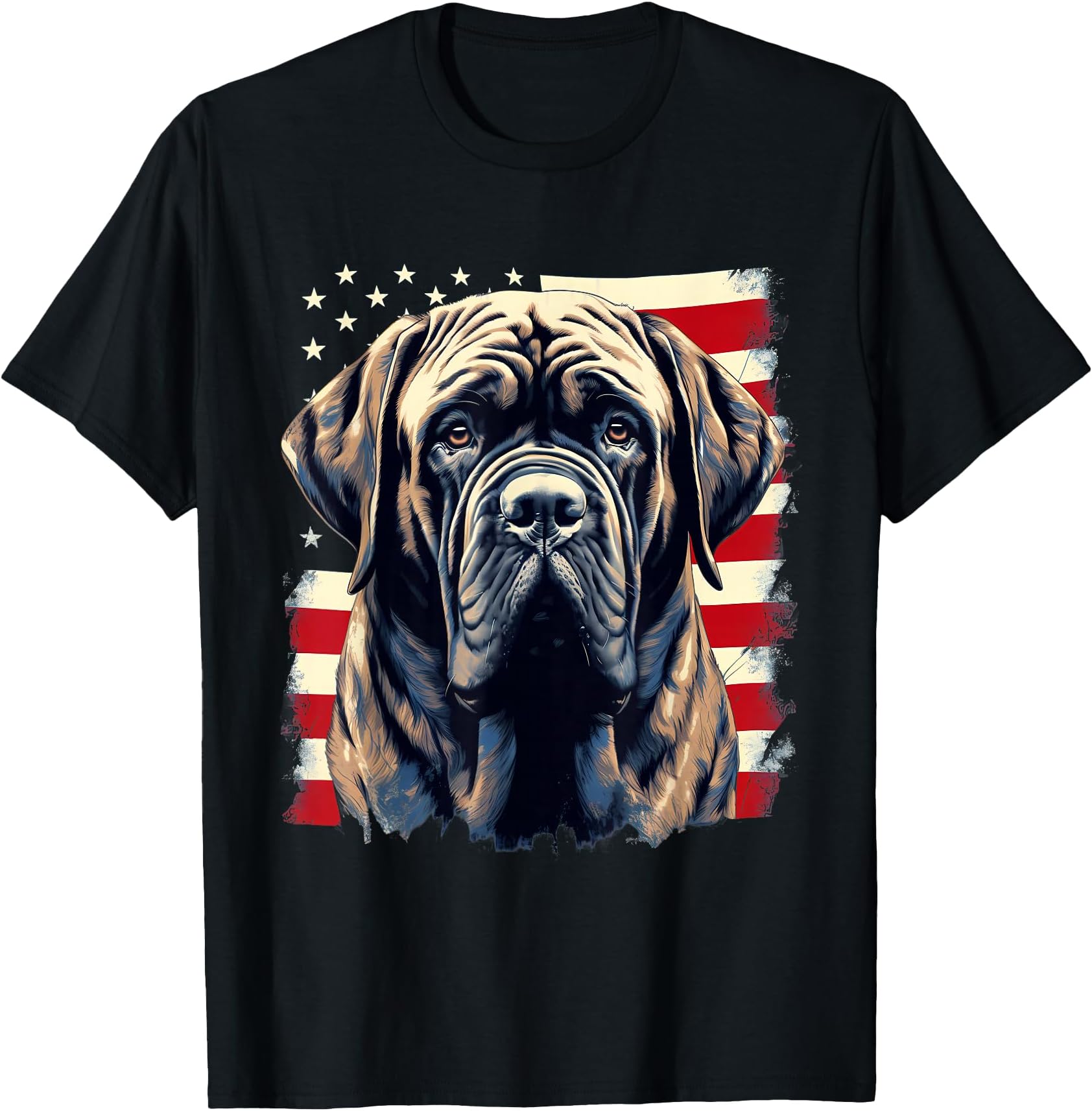 4th of July US Flag English Mastiff Dog T-Shirt