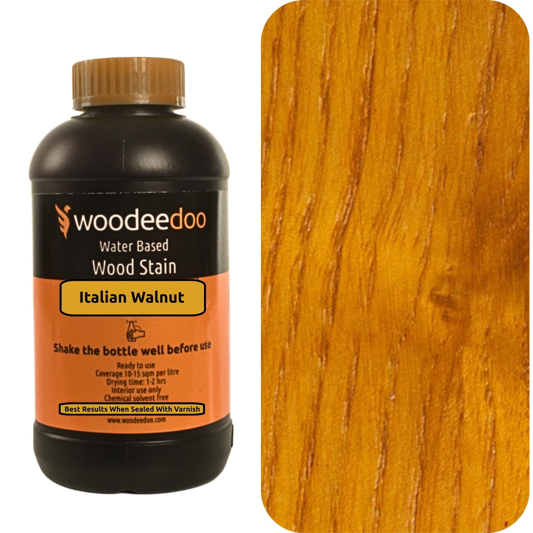 Woodeedoo Italian Walnut Water Based Wood Stain | Wood Dye | Ready To Use | Environmentally Friendly | Solvent Free | Odour Free | 450 Ml |