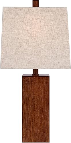Miniatura 6 de 360 Lighting Darryl - Moderna lámpara de mesa decorativa de 23 pulgadas de alto, bloque rectangular de madera sintética texturizada, pantalla de