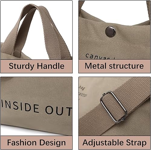 Vista 5 de Bolso de mano de lona grande para mujer, bolso de trabajo casual para hombro, bolso cruzado con asa superior, bolsos cruzados