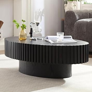 Oval Fluted Coffee Tables 43.3 Modern Wooden Coffee Tables