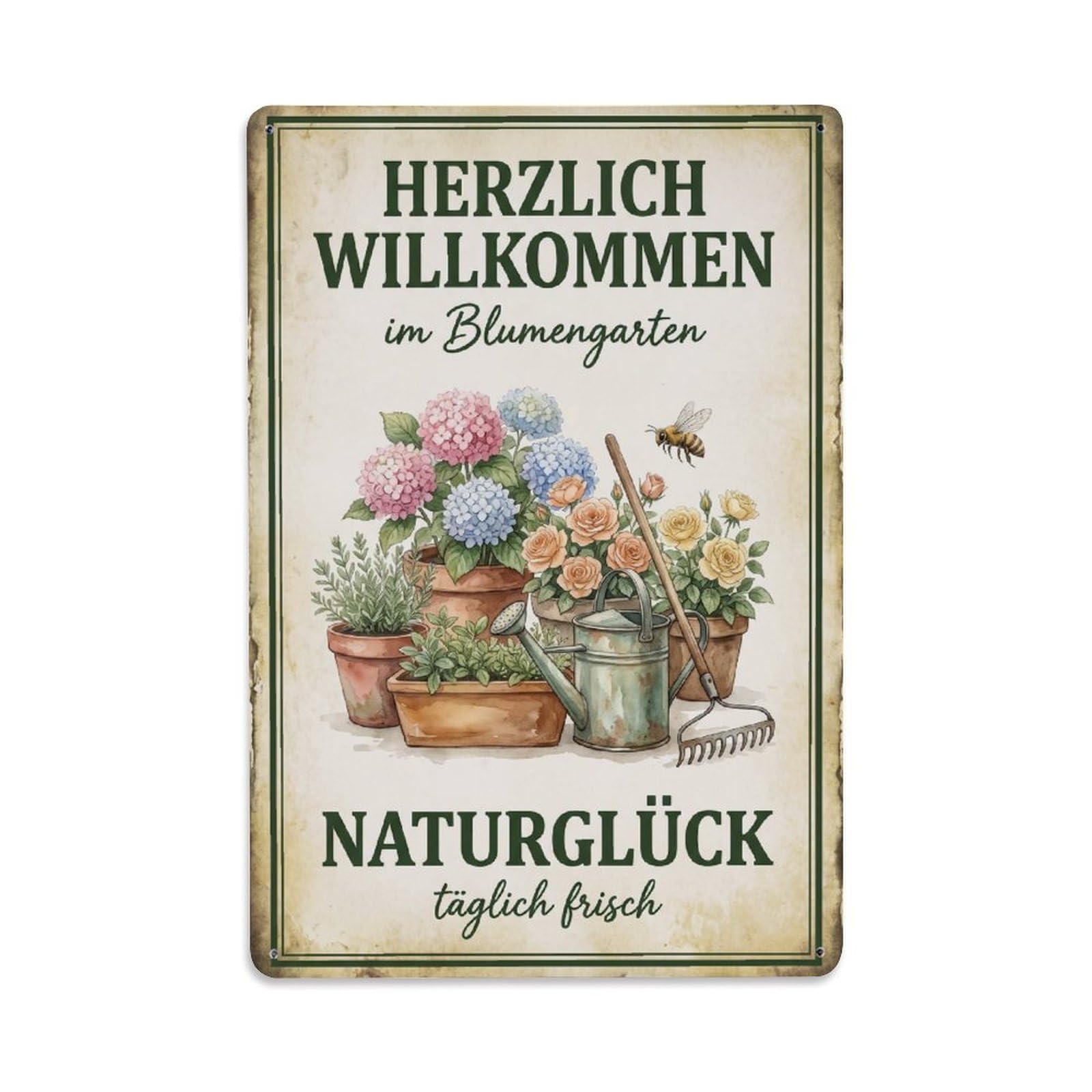 Vintage Funny Garden Friends Rustic Gate Blooming Metal Tin Sign Plaque Wall Decor for Cafe, Club Bar, Office, Garden Metal Poster 8x12Inch