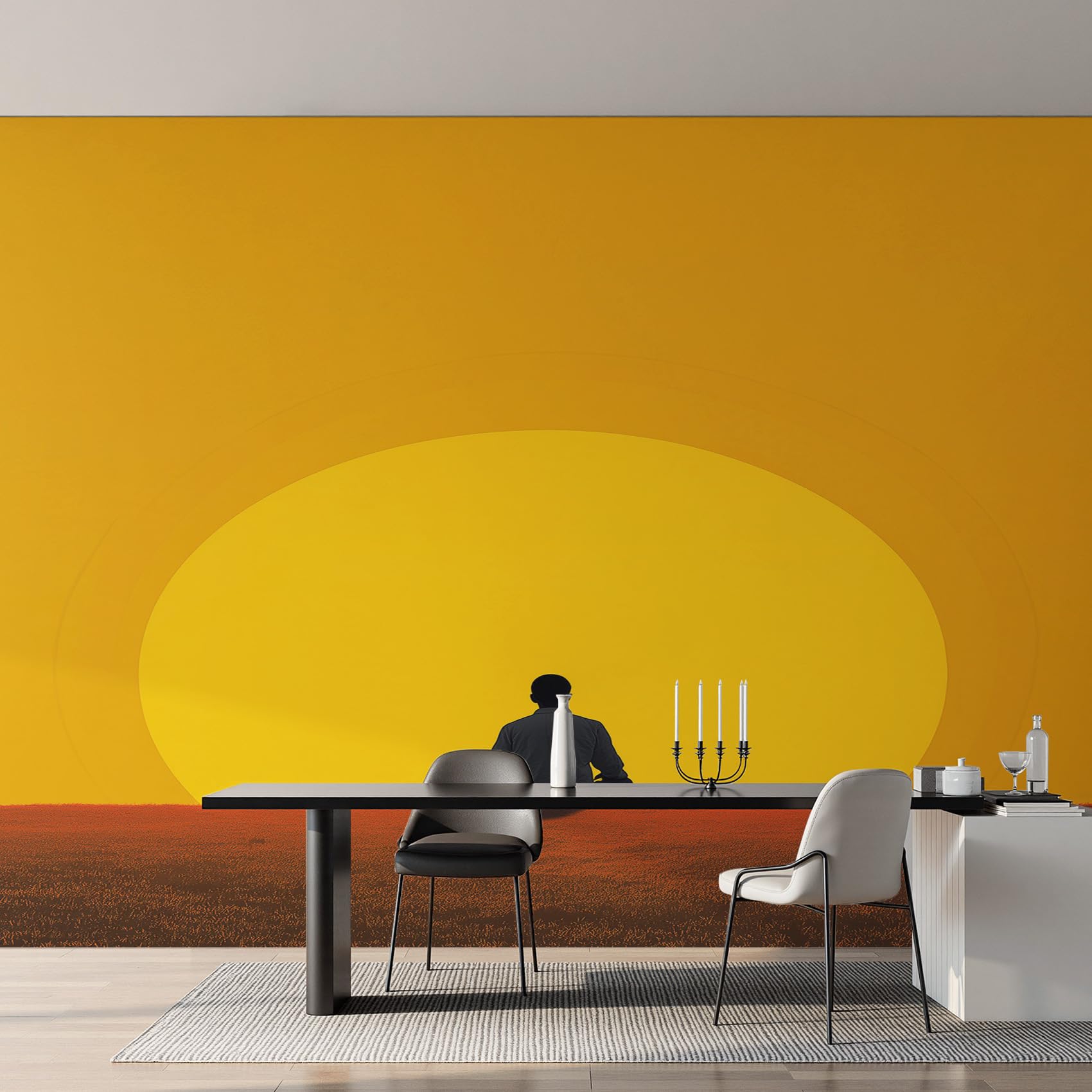 Generico Carta da Parati Meditazione per Camera da Letto, Fotomurali Sole Zen Boho, 300 x 210 cm Carta Parati Tessuto non Tessuto, Soggiorno Decorazioni Parete K-MZ&14