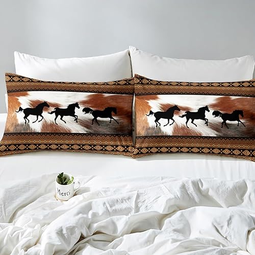 Miniatura 4 de Manfei Juego de sábanas de caballo tamaño matrimonial, juego de ropa de cama con estampado abstracto de piel de vaca para niños, niñas y adultos,