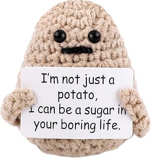 Positive Potato, 2.75 Inch Funny Inspirational Potato with Positive Cards Knitted Creative Cute Potato Doll Funny Knitted Positive Potato Toy for Friends Party Gift Decoration Encouragement