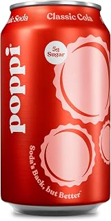Poppi Prebiotic Classic Cola Soda - Low Sugar Gut Health Boost, 5g Sugar, Prebiotics, Vegan Gluten-Free 12oz Can