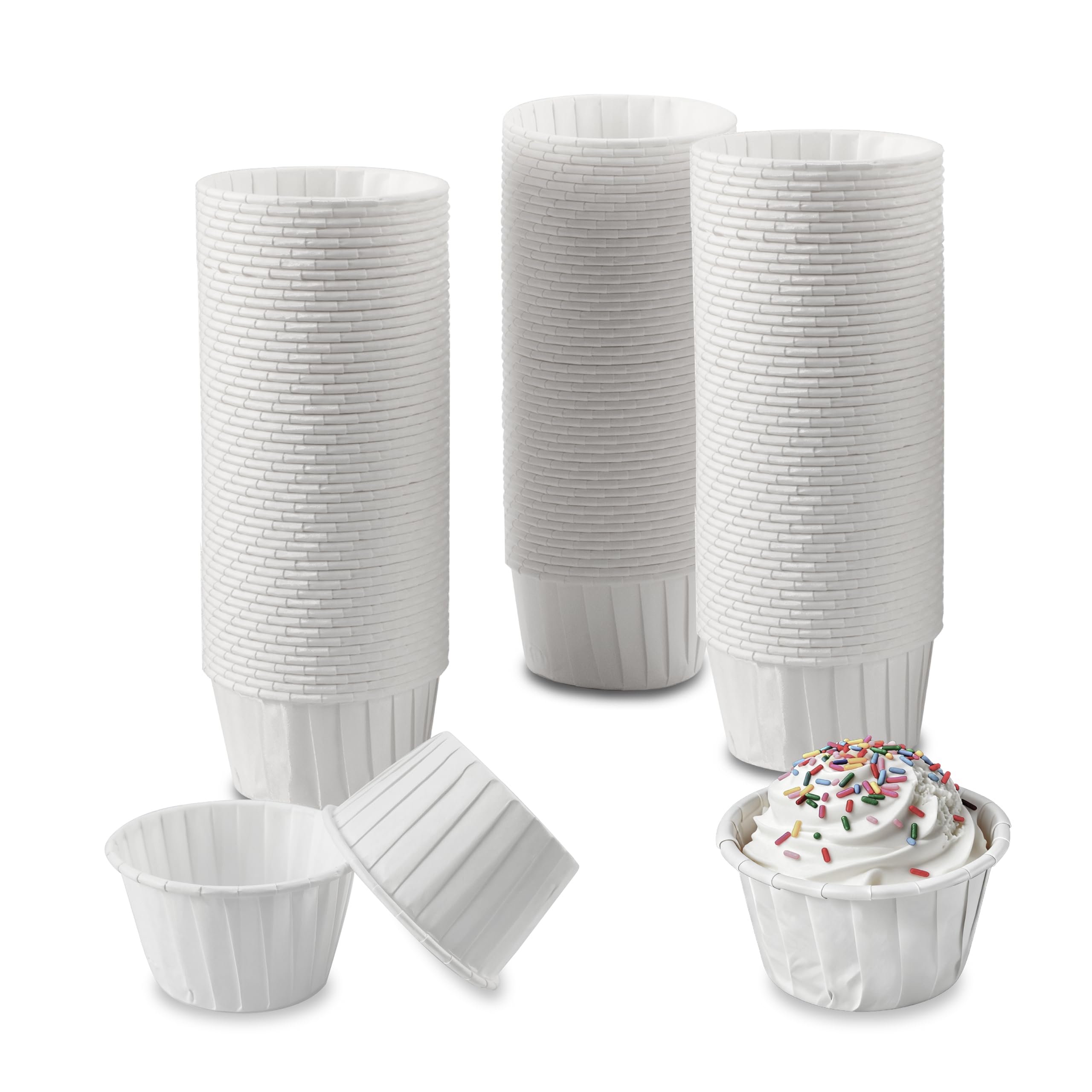 150 Pcs moldes de papel para muffins, capacillos para cupcakes, moldes para cupcakes y muffins, para bodas, Halloween, cumpleaños y fiestas navideñas (blanco) - 2