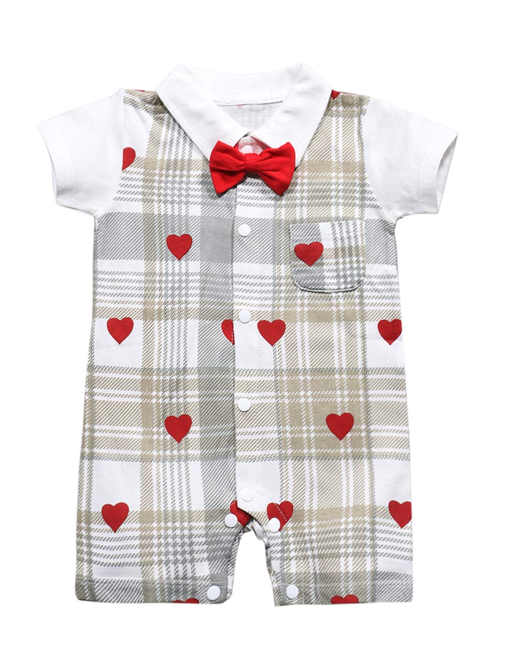 Baby Boy Valentines Day Outfit Gentleman Bowtie Tuxedo Suit One Piece Romper Jumpsuit Overall Clothes Set