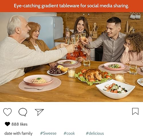 Miniatura 5 de Sweese Platos de postre, platos redondos de porcelana de 7.4 pulgadas, platos de aperitivo para cocina, platos pequeños, juego de 6, aptos para