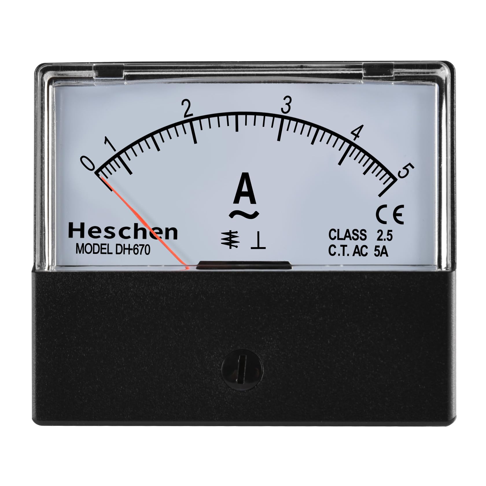 Heschen Tester per amperometro a pannello rettangolare, DH-670 AC 0-5A, classe 2,5, CE elencato