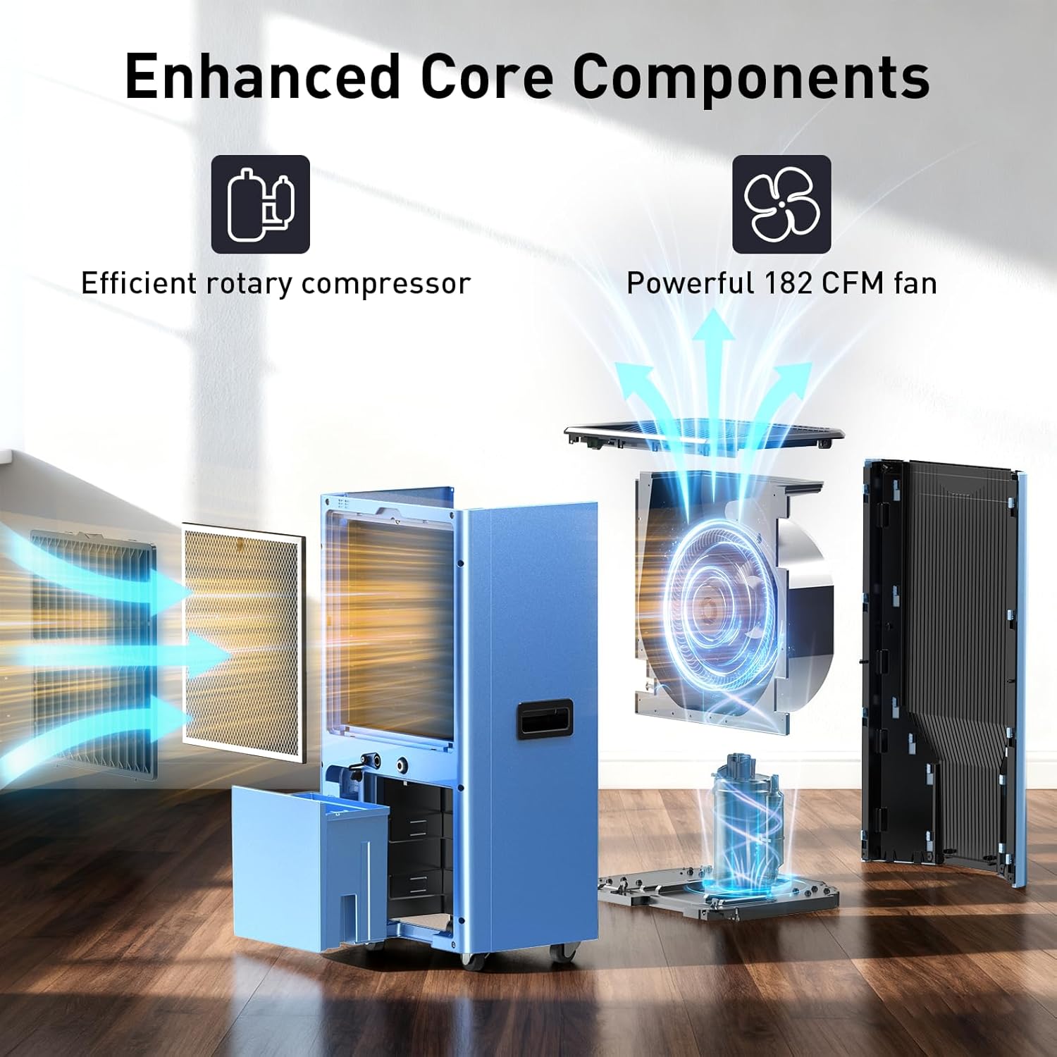 198 PPD Commercial Dehumidifier with Pump & Drain Hose, LGR Technology, Auto Defrost, for Basements, Large Rooms, Warehouses & Storage Areas, 5-Year Coverage