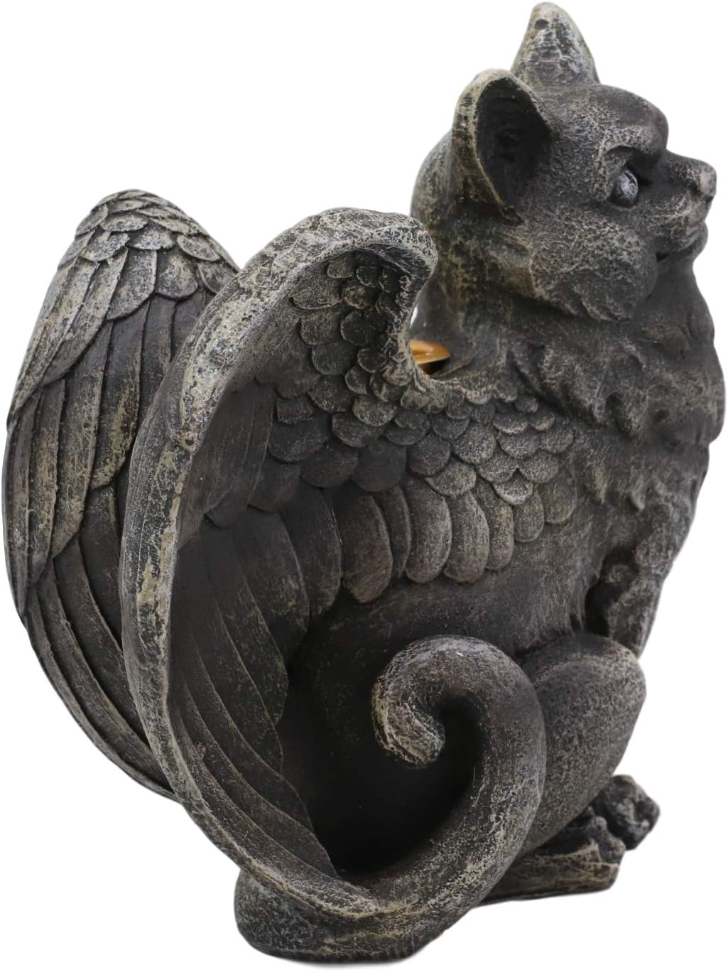 Ebros Gothic Angel Winged Catgoyle Cat Gargoyle Candle Holder Statue Medieval Renaissance Notre Dame Fantasy Gargoyles Angelic Feline Cats Sculpture Halloween Home Decor (Right Facing)