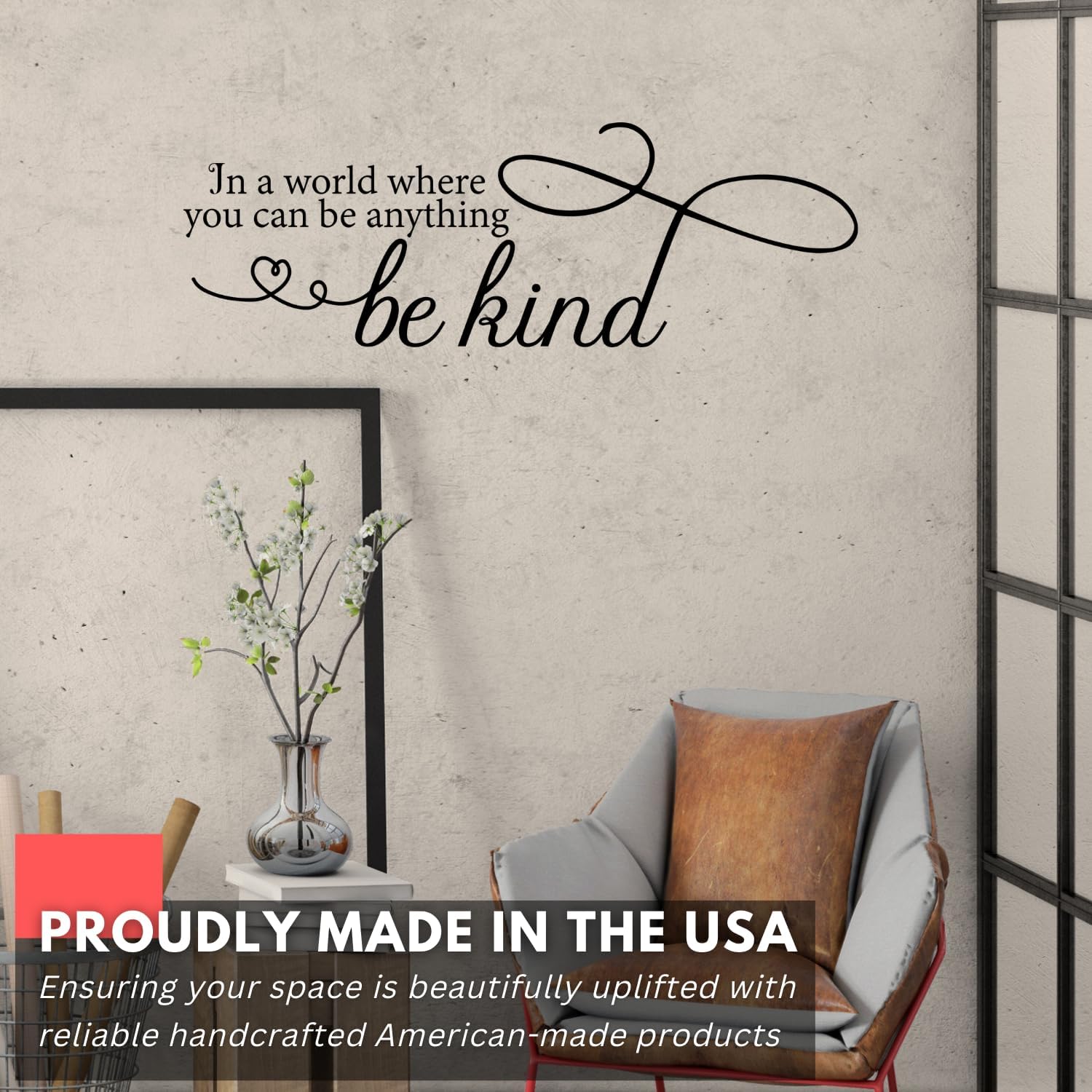My Vinyl Story – in a World Where You Can Be Anything Be Kind Wall Decal – Inspirational Motivational Vinyl Quote Sticker Decor for Home Classroom, Removable (Black, 30x10 inches)