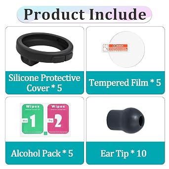 5 Sets Protection Kits Compatible with EKO Core 500 Digital Stethoscope | 5 Pcs Silicone Protective Cases, Tempered Screen Protectors, Alcohol Packs and 10 Pcs Ear Tips