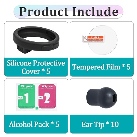 5 Sets Protection Kits Compatible with EKO Core 500 Digital Stethoscope | 5 Pcs Silicone Protective Cases, Tempered Screen Protectors, Alcohol Packs and 10 Pcs Ear Tips