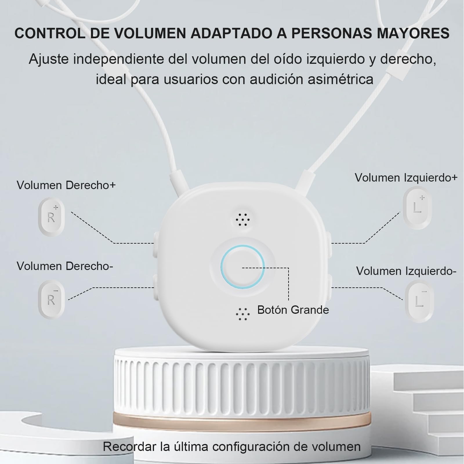 PROW Auriculares Inalámbricos para TV para Personas Mayores, TV Semi-Inalámbrico con Ajuste de Volumen Izq/Der Independiente, Botones Grandes, Ligero para la Mayoría de Televisores
