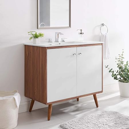 Modway Render 36" Single Bathroom Vanity in Walnut White - - Amazon.com