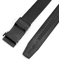 Vista 6 de BOSTANTEN Cinturón de cuero con trinquete para hombre con hebilla ajustable deslizante, corte para adaptarse, Negro