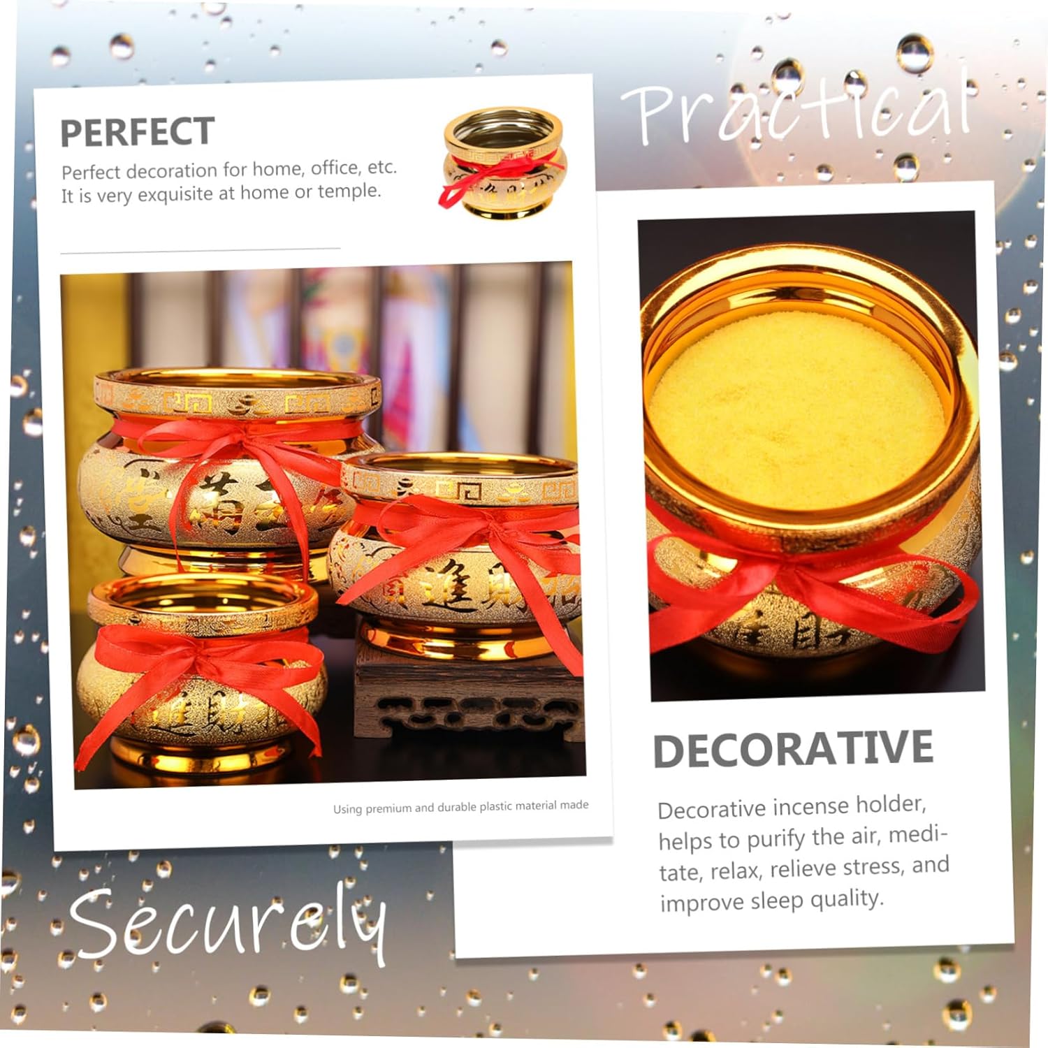 Buddha Incense Holder 6 Inch Unique Sand Gold Finish Ceramic Aroma Burner for Meditation and Zen Decor Random Style