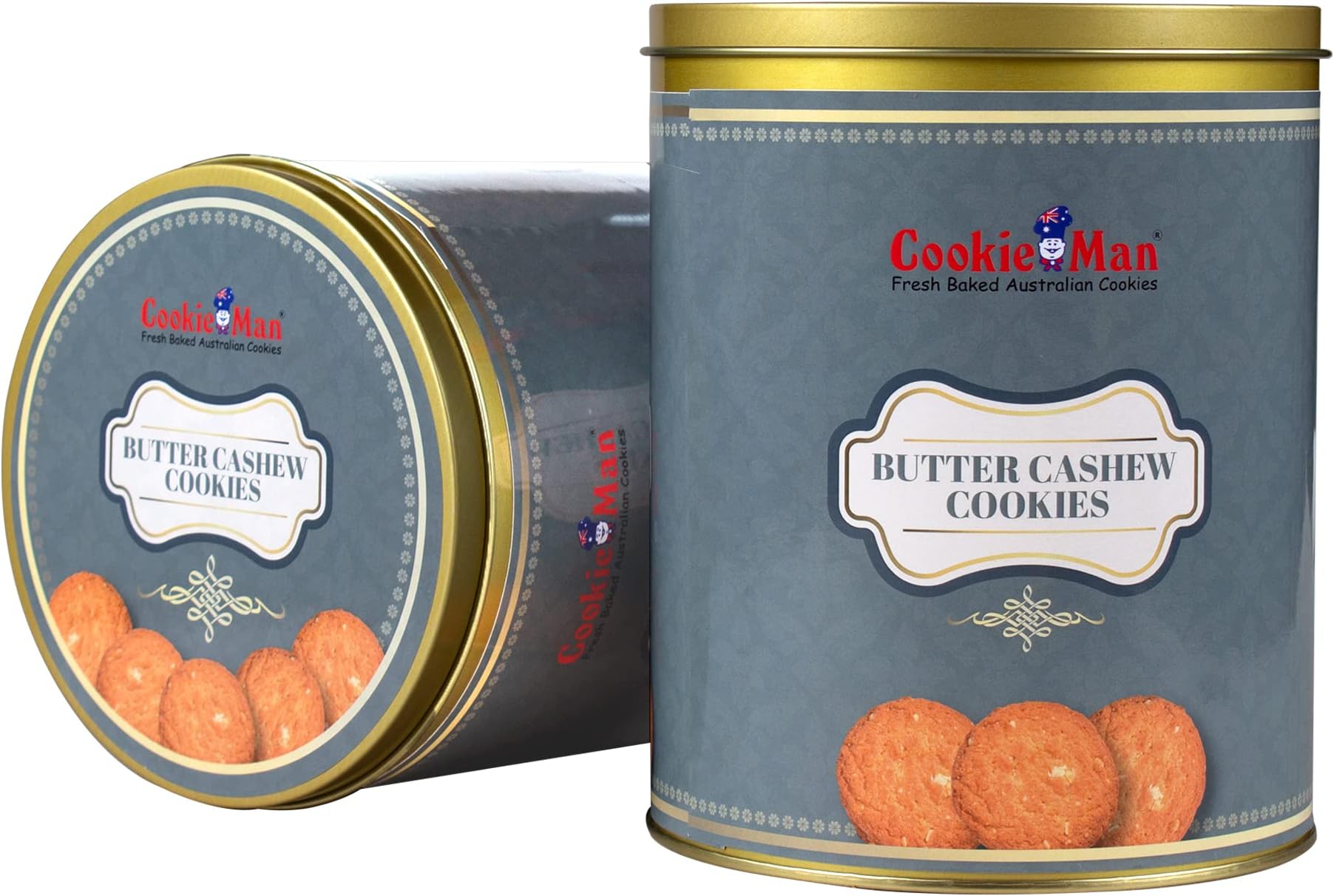Butter Cashew Cookies โ 600g Tin Box | Eggless Butter Cookies with Cashews, Freshly Baked for Snacking, Perfect for Gifting & Family Sharing