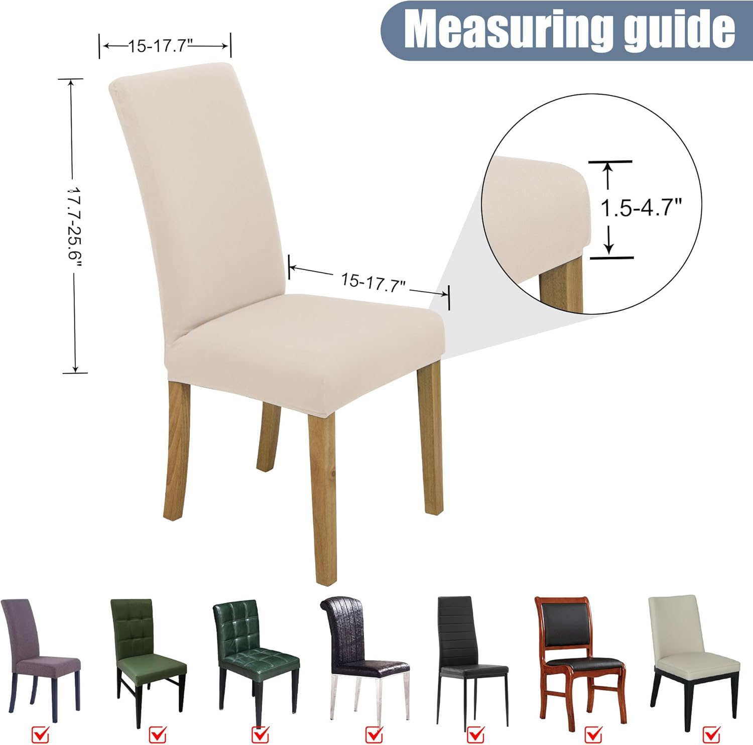 BIETYONE Chair Covers,Dining Room Chair Covers Set of 6,Stretch Kitchen Chair Cover,Washable Dining Chair Cover,Parsons Chair Slipcovers Protective,for Home,Restaurant,Banquet