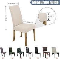 Vista 5 de Fundas para sillas de comedor, juego de 2 fundas para sillas de comedor o cocina, lavables, protectoras, para sillas Parsons, para el hogar, Beige