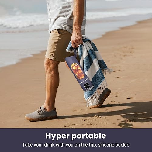 Miniatura 7 de Licuadora portátil personal eléctrica USB, exprimidor portátil de 16.9 fl oz, licuadora pequeña, mezcla, compacta, conveniente y versátil (morado)