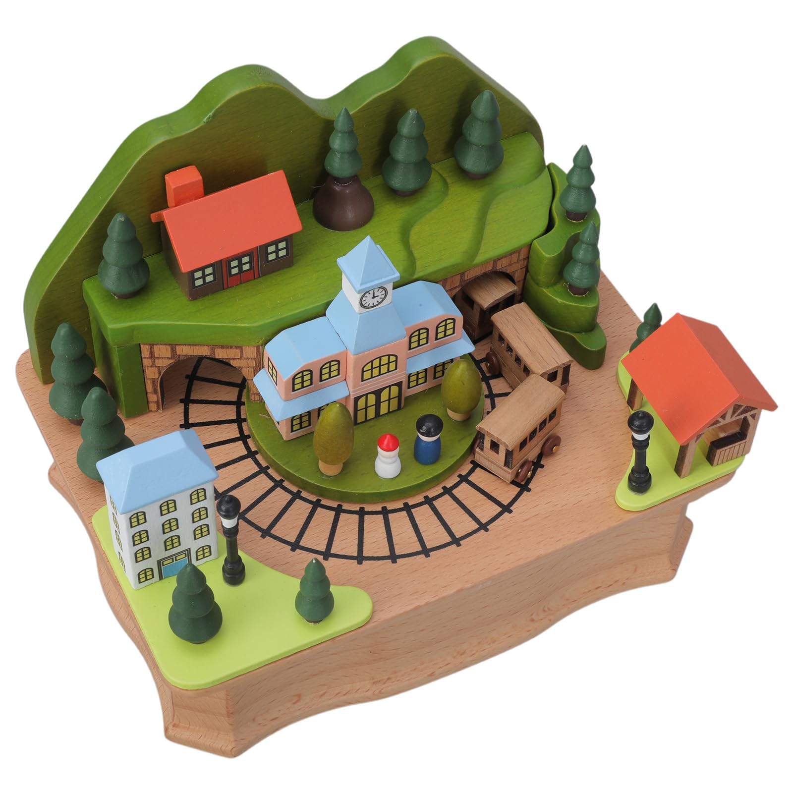 Caja De Música Clásica Mecanismo Estatuilla Madera Decoraciones Musicales Escritorio Tren Giratorio Belén Adorno Musical Caja Melodías Clásicas