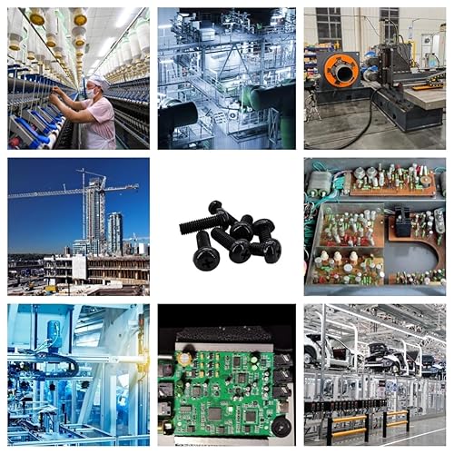 Miniatura 5 de NACX M4 x 1.181 in Negro Pan Cabeza Redonda Nylon Máquina Tornillo Tornillo Sujetador, Phillips Drive, 100 piezas