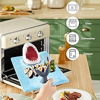 Vista 7 de Platos de tiburón, plato de sushi de tiburón 3 en 1 mejorado, plato de sushi de tiburón, plato de tiburón con compartimento para salsa