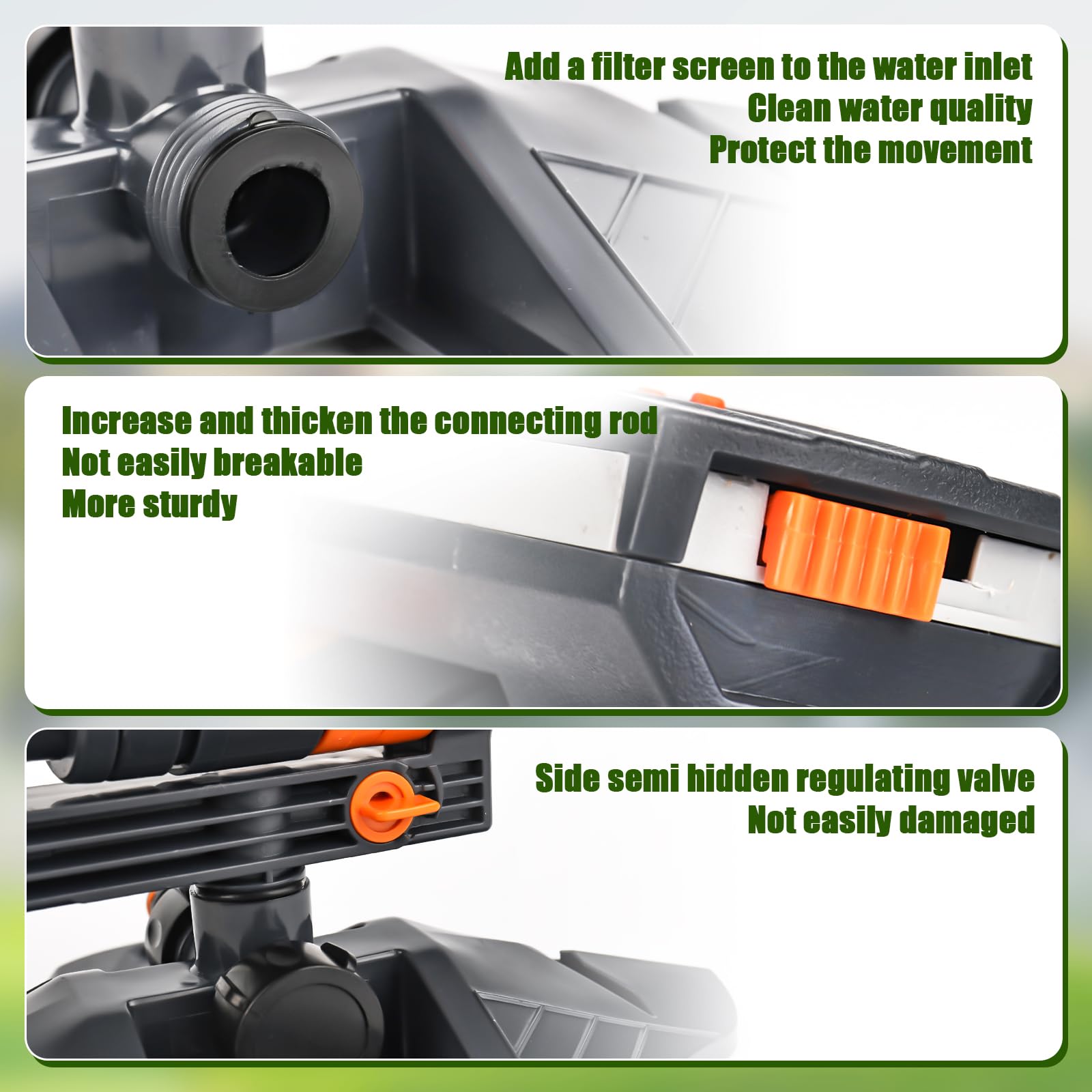 Ysister Mini Turbo Rasensprenger - 16 Düsen Oszillierender Viereckregner Mit 4 Modi