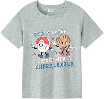 Kids Baseball Shirt Girls Funny Baseball Sister Graphic T-Shirt Summer Short Sleeves Tee Tops Clothes 2-7 Years