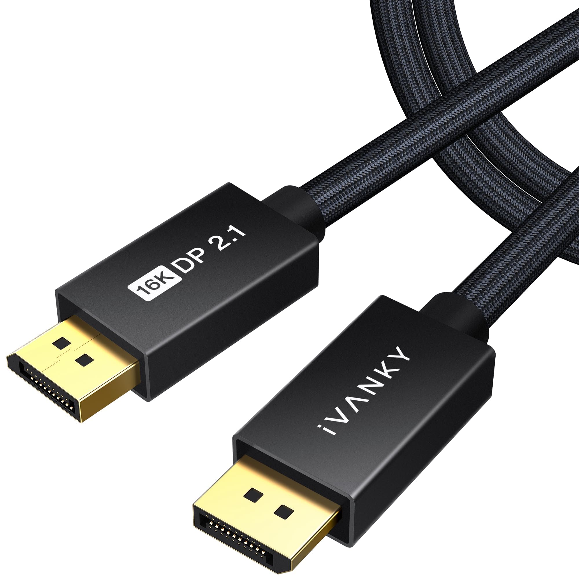 IVANKY 16K DisplayPort Kabel 2.1, 80Gbps Ultra High Speed DP Kabel 4.5M | DisplayPort Kabel 2.1, UHBR20, 16K@60Hz, 8K@240Hz, 4K@540Hz, DSC 1.2a, HDR, FreeSync&G-Sync, Für Gaming-Monitor, RTX 5090, PC