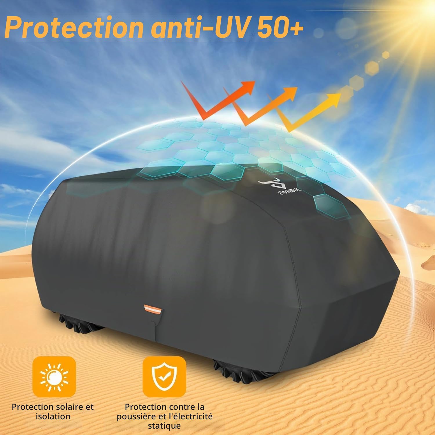 EVRBUL Housse de protection robuste 420D pour quad - Coupe-vent - 244,5 x 127 x 117 cm (L x l x H) - Compatible avec Can-Am Polaris Suzuki Honda - Toutes saisons - Imperméable et anti-poussière - 4