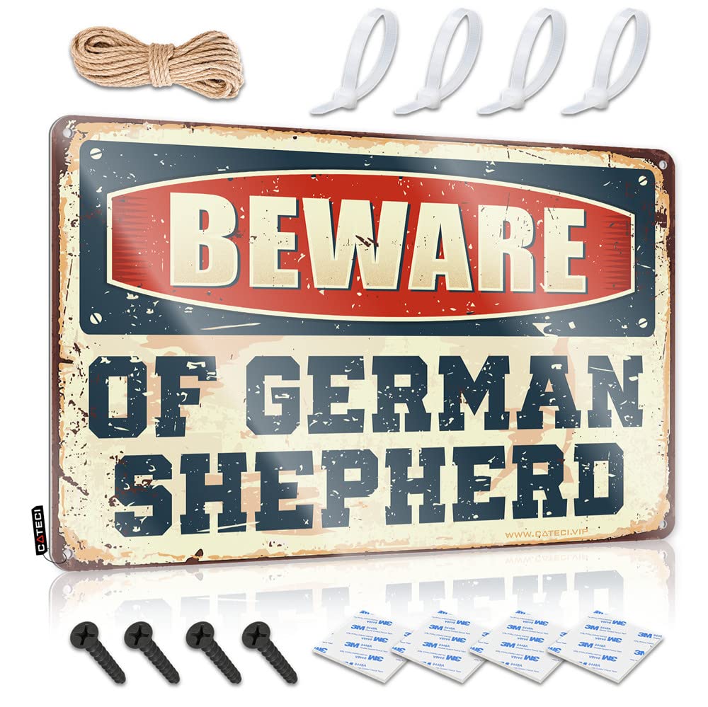 STWNVOITV Metal Sign Decor Vintage Beware Of German Shepherd Sign Sarcastic Signs Bar Man Cave Decor(30X40CM)