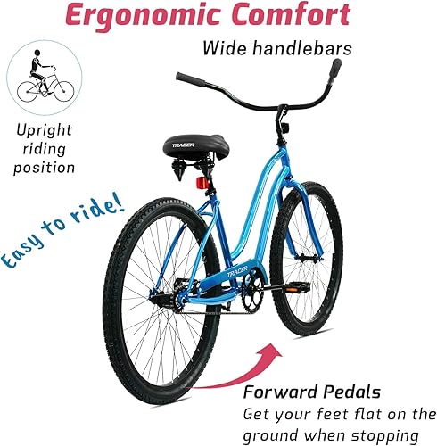 Miniatura 5 de Tracer ACE - Bicicleta crucero de playa de una sola velocidad de 26 pulgadas con freno de posavasos para hombres y mujeres, varios colores
