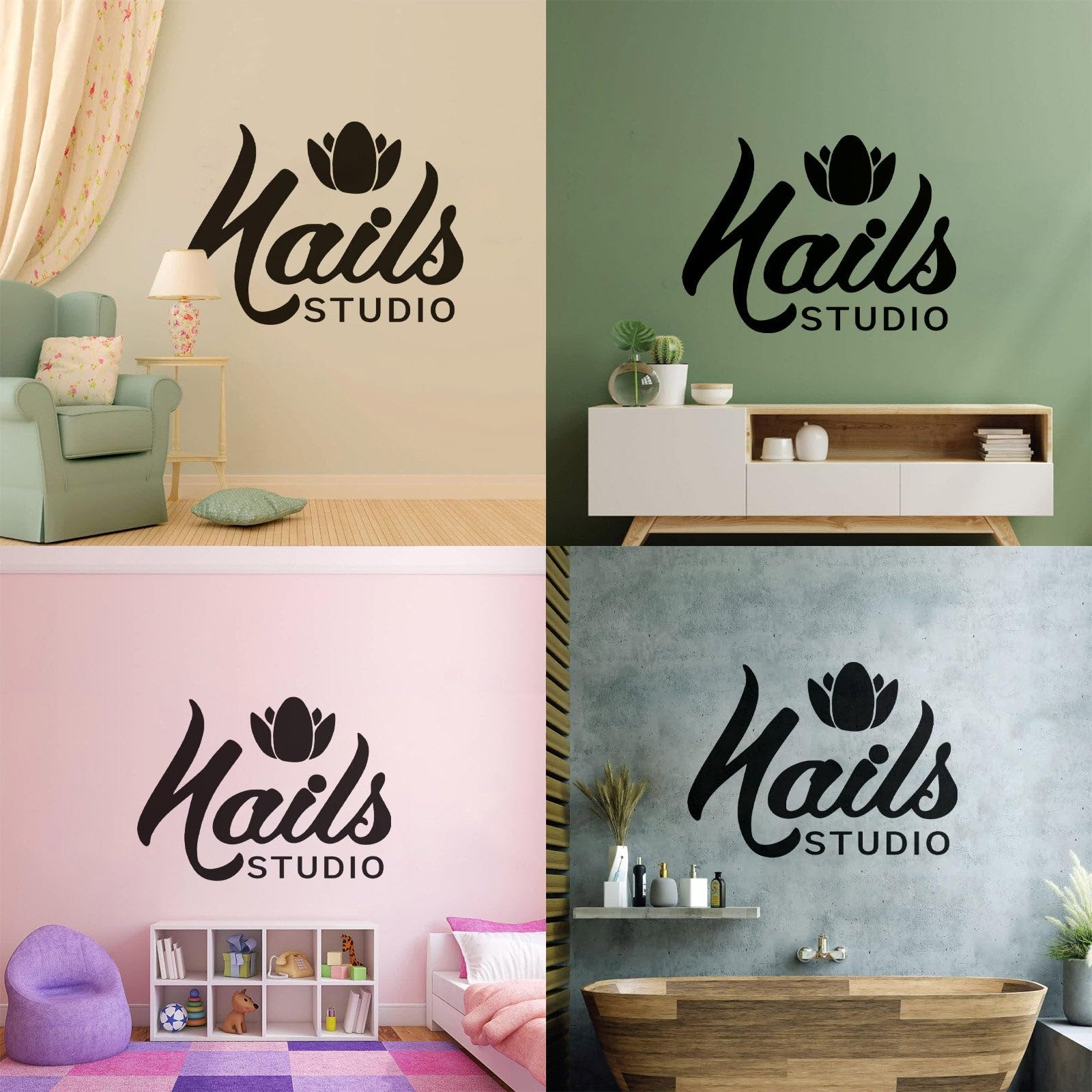 Vinyl Wall Decal Nails Studio Fashion Manicure Pedicure Salon Wall Stickers Removable Nails Salon Vinyl Sticker PVC Decals Large - Image 3