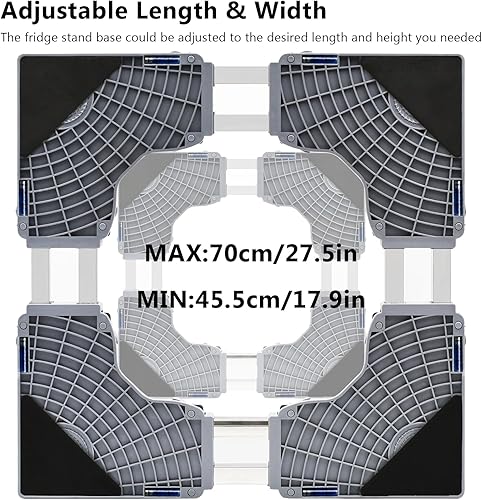 Miniatura 4 de Base móvil de soporte para refrigerador actualizado con tubos dobles, 4 ruedas de bloqueo, 4 pies fuertes, plataforma de muebles ajustable para
