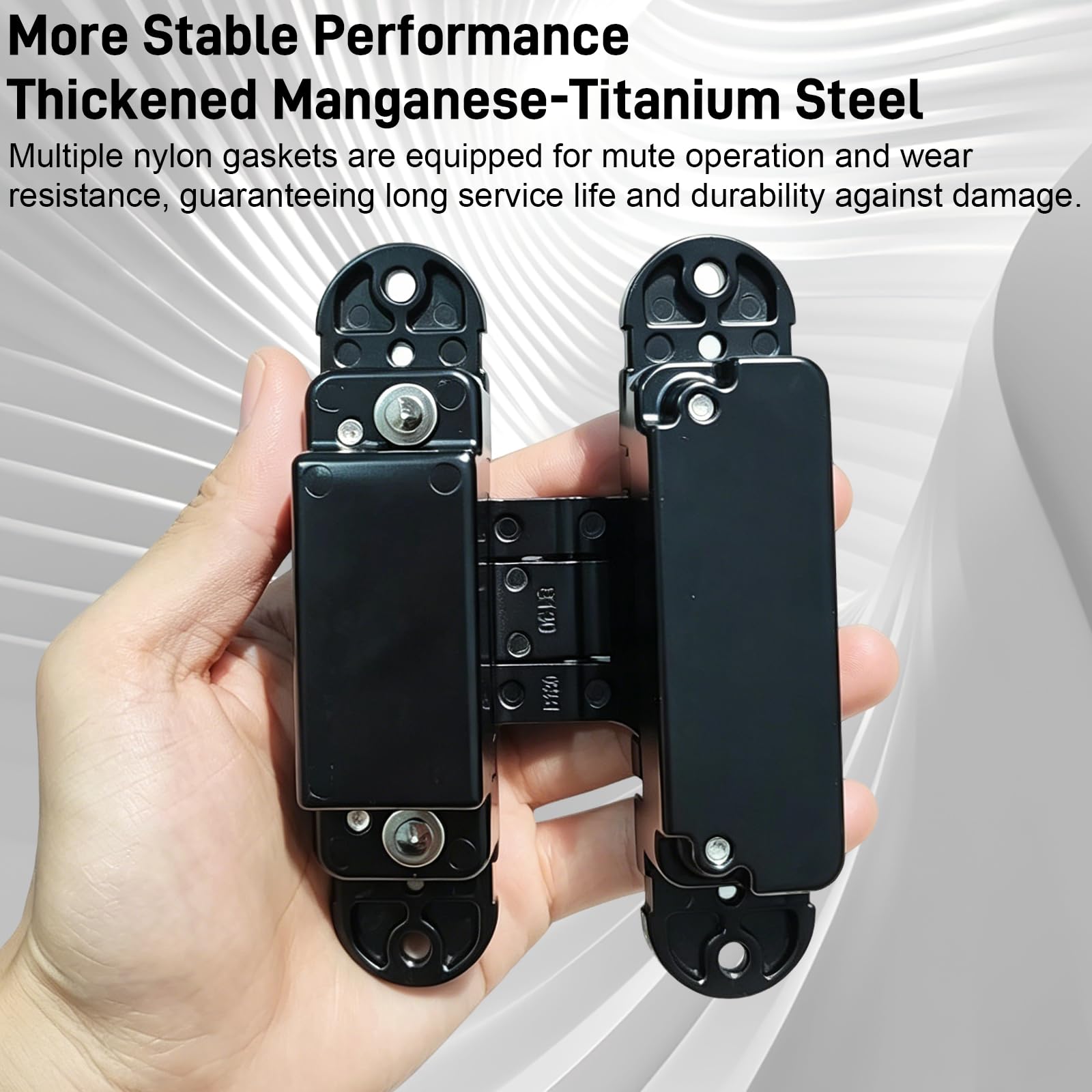 Bisagras Invisibles Puertas Interiores, 2 Pzas Bisagra Oculta Ajustable 130x30mm, Pernios de Alta Resistencia Aleación de Zinc Carga 60kg, Herrajes para Puertas de Madera Paso y Dormitorio