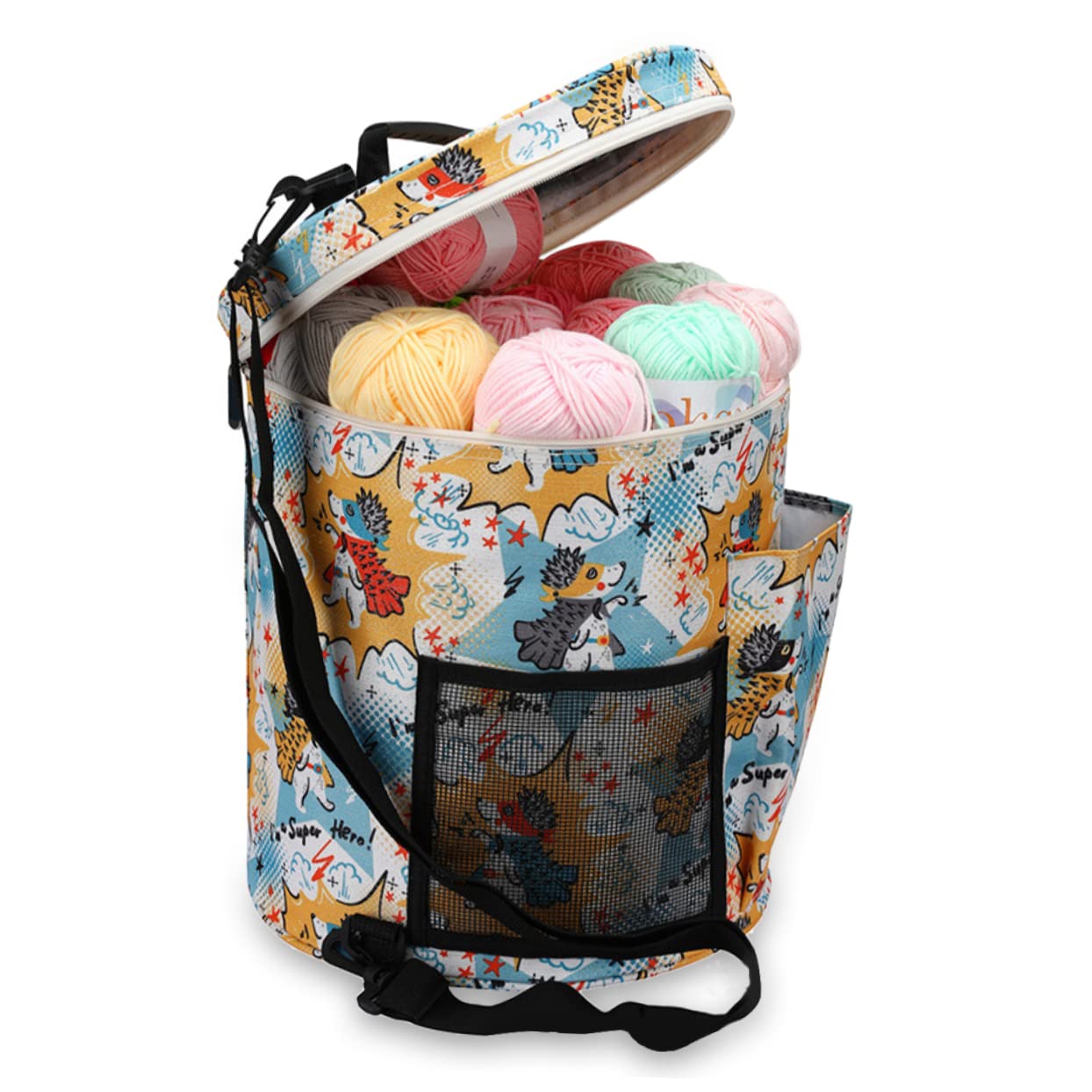 Bolsa de Almacenamiento para Ovillos de Hilo de Tejer, 600d | Oxford de Gran Capacidad, Diseño Compacto Asa, Compartimentos Múltiples para Viajes y Actividades al Aire Libre