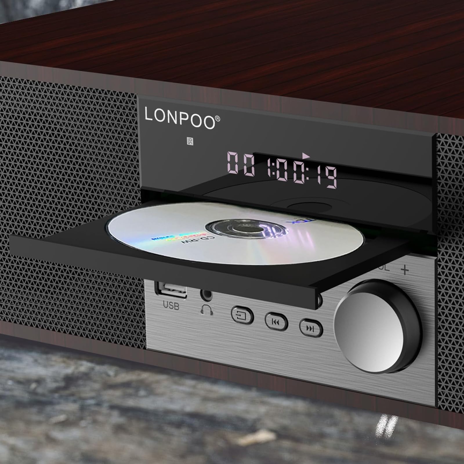 Sistema estéreo Compacto con Reproductor de CD, Bluetooth, Radio FM, Entrada USB/AUX (LP816-DN)