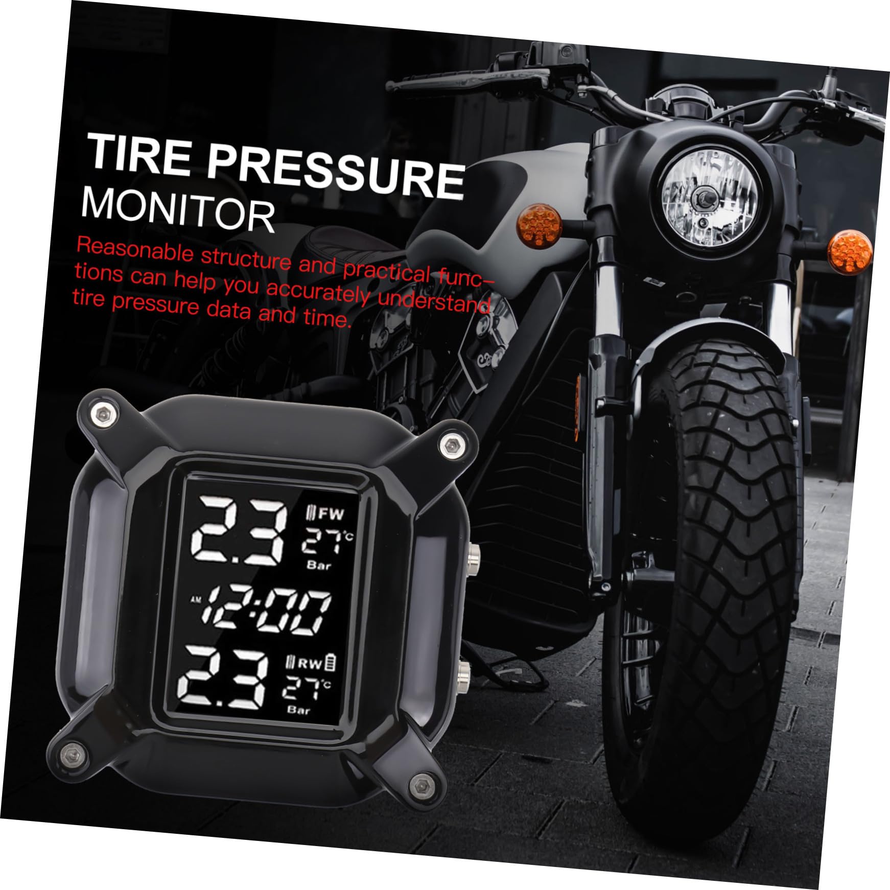 CLISPEED Monitor de Presión de Neumáticos Pantalla LCD y Material Plástico Resistente Profesional Sensor de Alta Precisión para Coche para Uso en Real