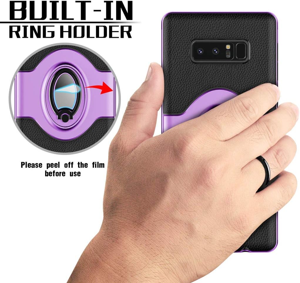 Samsung Galaxy Note 8 Case - eSamcore Ring Holder Kickstand Cases + Dashboard Magnetic Phone Car Mount [Purple]