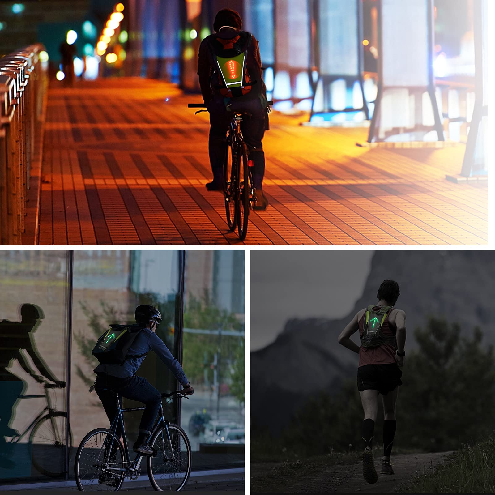 Lixada Chaleco de Ciclismo Reflectante, Mochila Reflectante Accesorio Clip, Recargable USB con LED Intermitente Control Remoto Equipo de Seguridad para Ciclismo, Correr